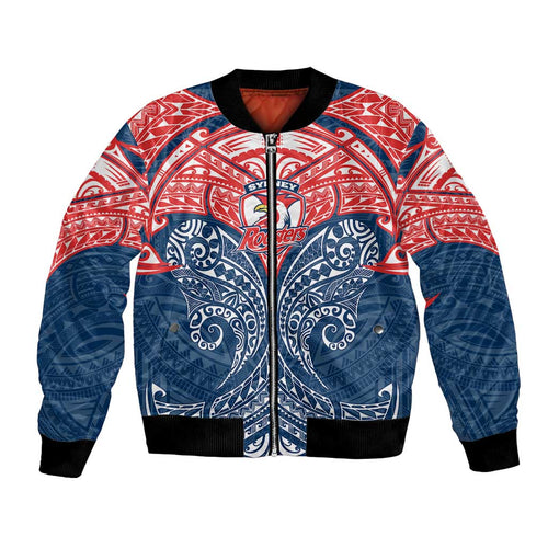 Personalized Sydney Roosters Bomber Jacket Polynesian Tribal Pattern Style