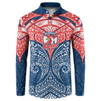 Personalized Sydney Roosters Button Sweatshirt Polynesian Tribal Pattern Style