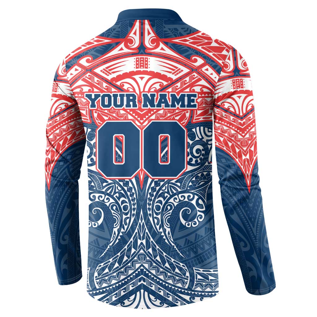 Personalized Sydney Roosters Button Sweatshirt Polynesian Tribal Pattern Style