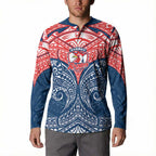 Personalized Sydney Roosters Button Sweatshirt Polynesian Tribal Pattern Style