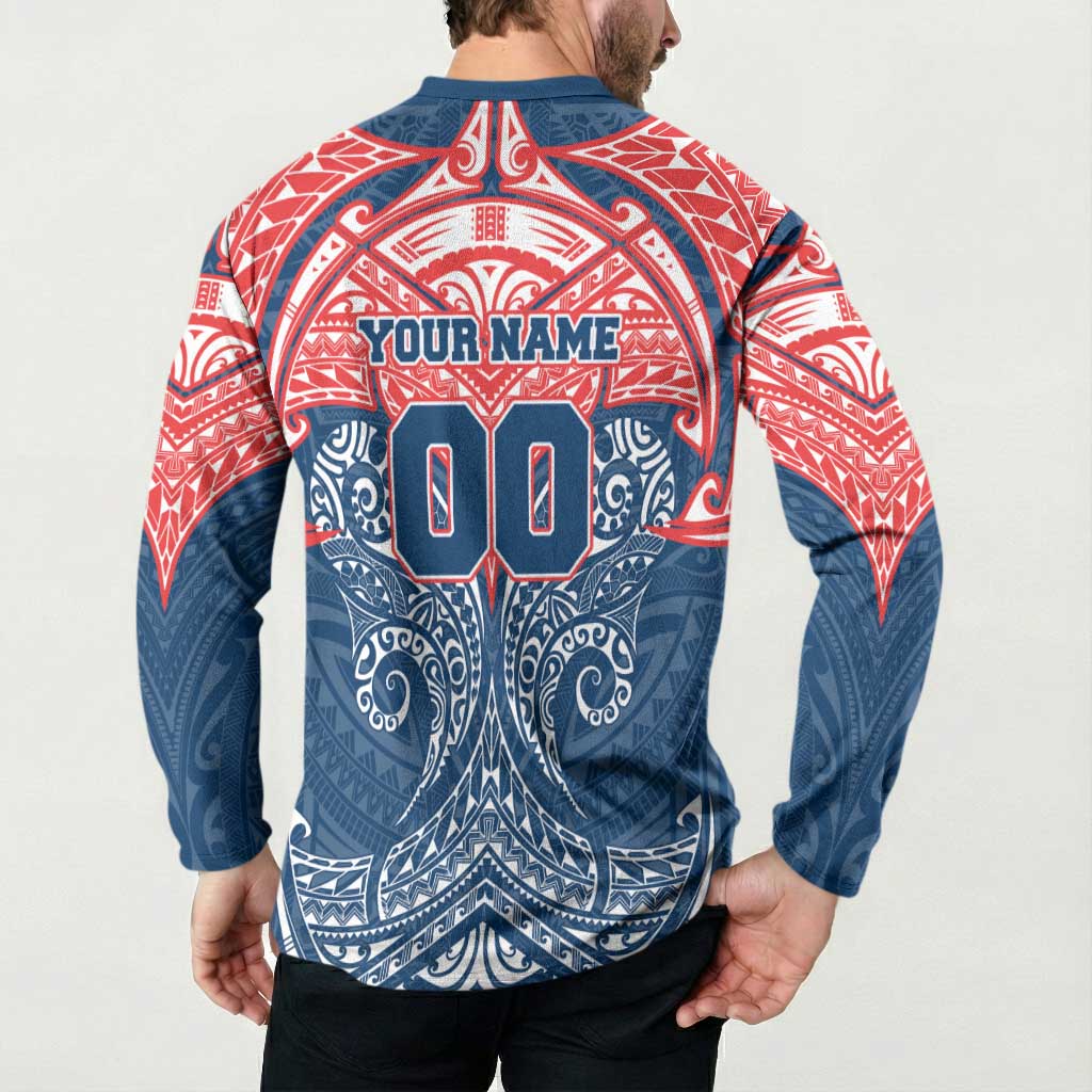 Personalized Sydney Roosters Button Sweatshirt Polynesian Tribal Pattern Style