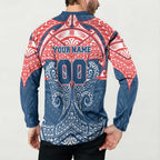 Personalized Sydney Roosters Button Sweatshirt Polynesian Tribal Pattern Style