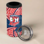 Personalized Sydney Roosters 4 in 1 Can Cooler Tumbler Polynesian Tribal Pattern Style