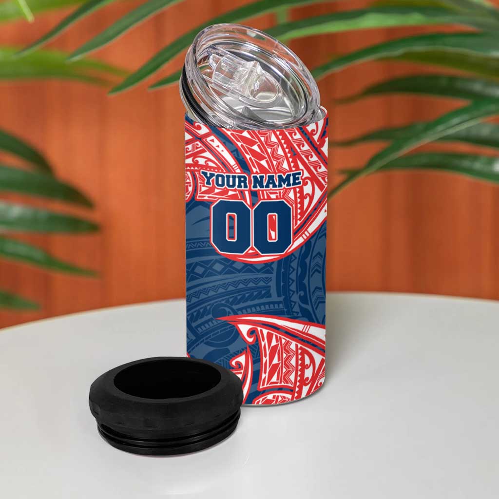 Personalized Sydney Roosters 4 in 1 Can Cooler Tumbler Polynesian Tribal Pattern Style