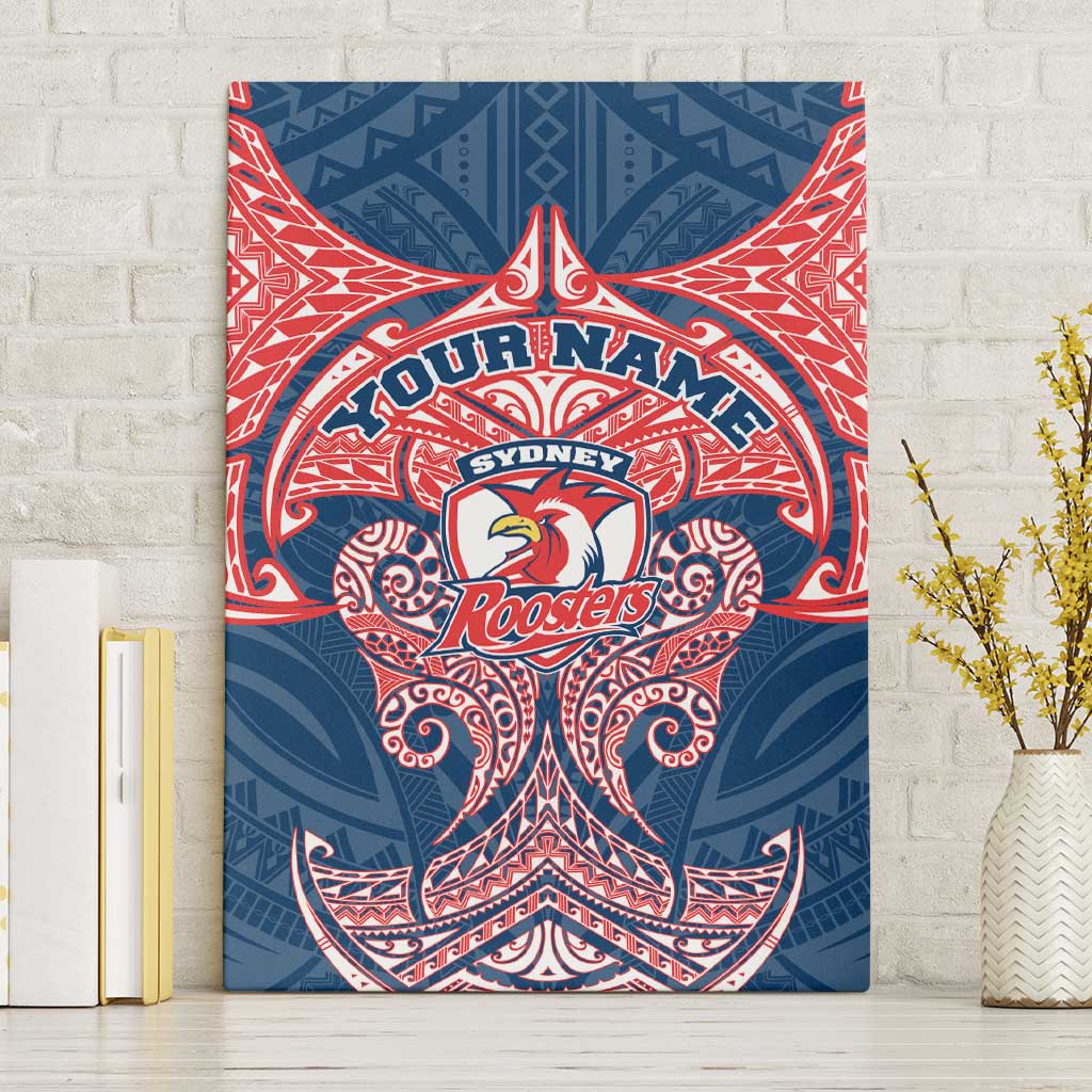 Personalized Sydney Roosters Canvas Wall Art Polynesian Tribal Pattern Style