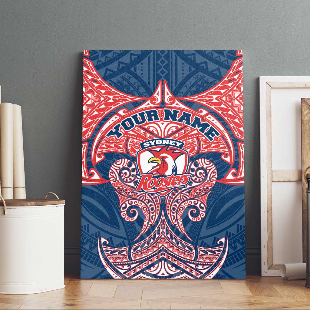 Personalized Sydney Roosters Canvas Wall Art Polynesian Tribal Pattern Style