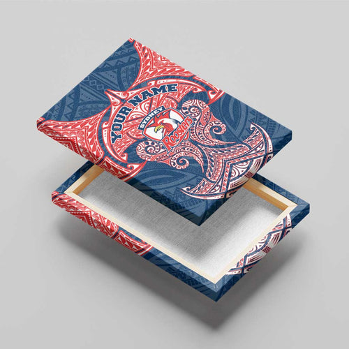 Personalized Sydney Roosters Canvas Wall Art Polynesian Tribal Pattern Style