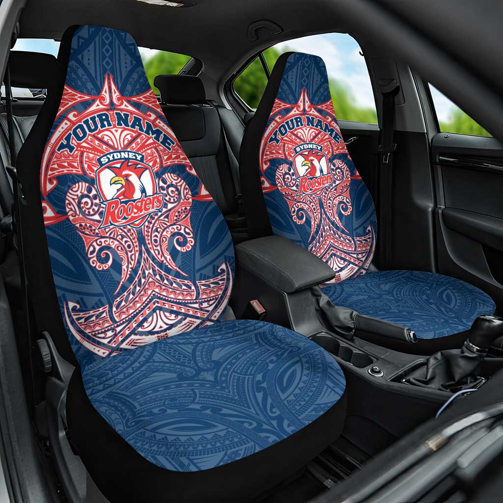 Personalized Sydney Roosters Car Seat Cover Polynesian Tribal Pattern Style