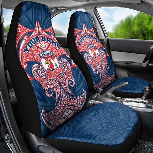 Personalized Sydney Roosters Car Seat Cover Polynesian Tribal Pattern Style