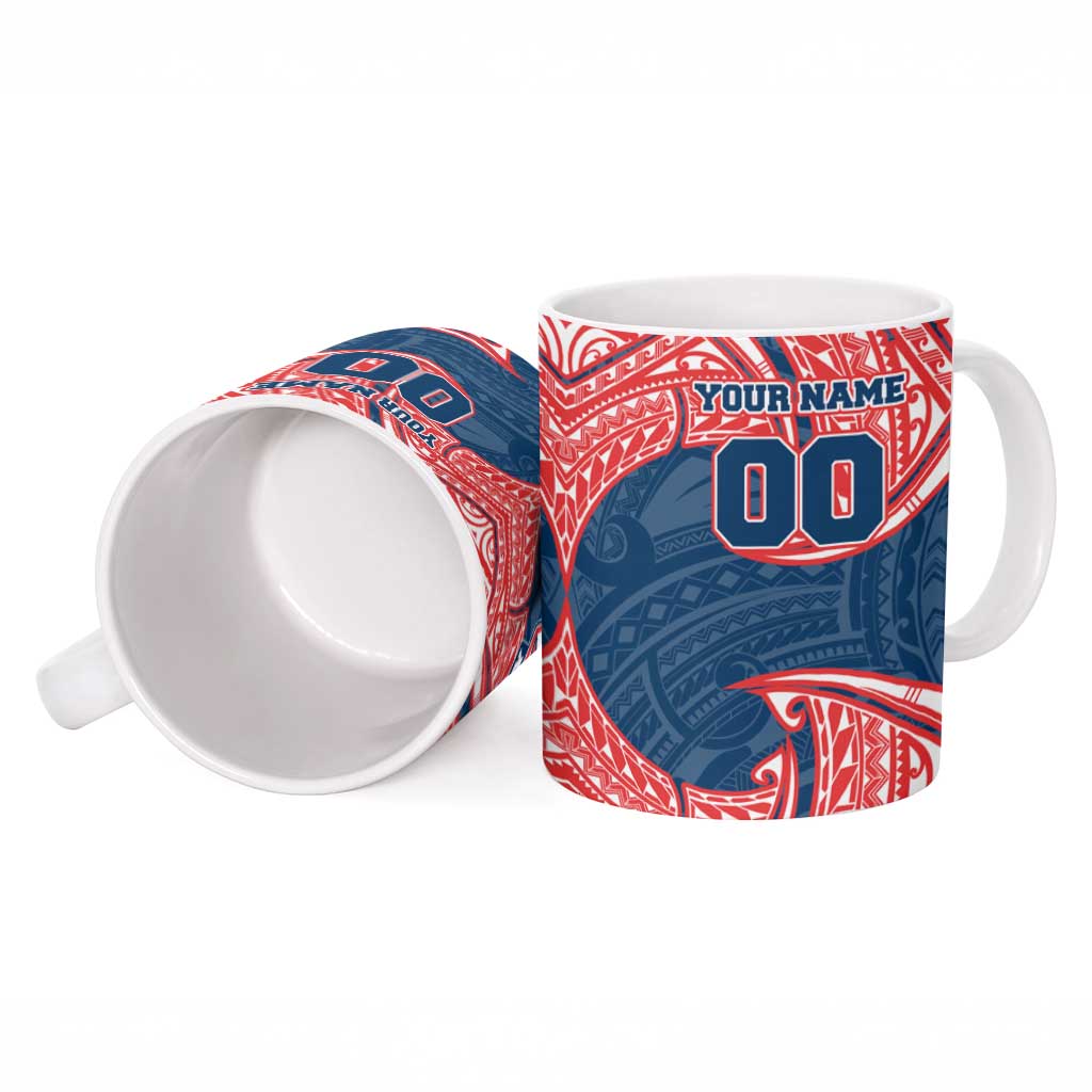 Personalized Sydney Roosters Ceramic Mug Polynesian Tribal Pattern Style