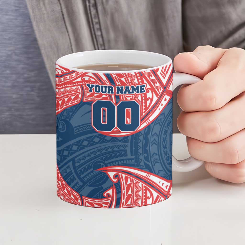 Personalized Sydney Roosters Ceramic Mug Polynesian Tribal Pattern Style