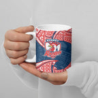 Personalized Sydney Roosters Ceramic Mug Polynesian Tribal Pattern Style