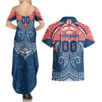 Personalized Sydney Roosters Couples Matching Summer Maxi Dress and Hawaiian Shirt Polynesian Tribal Pattern Style