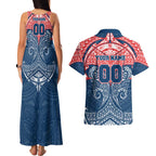 Personalized Sydney Roosters Couples Matching Tank Maxi Dress and Hawaiian Shirt Polynesian Tribal Pattern Style