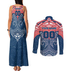 Personalized Sydney Roosters Couples Matching Tank Maxi Dress and Long Sleeve Button Shirt Polynesian Tribal Pattern Style