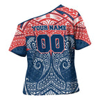 Personalized Sydney Roosters Cross Shoulder Shirt Polynesian Tribal Pattern Style