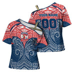 Personalized Sydney Roosters Cross Shoulder Shirt Polynesian Tribal Pattern Style