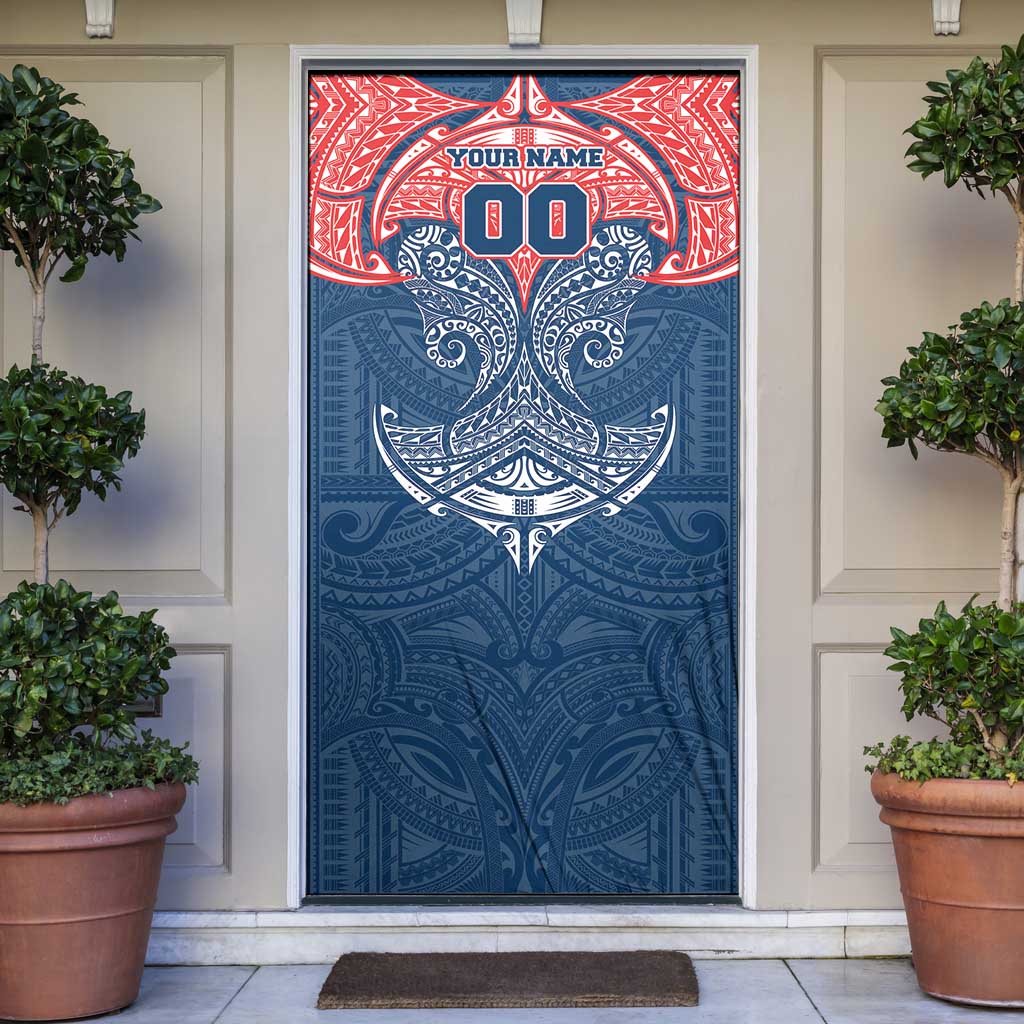 Personalized Sydney Roosters Door Cover Polynesian Tribal Pattern Style