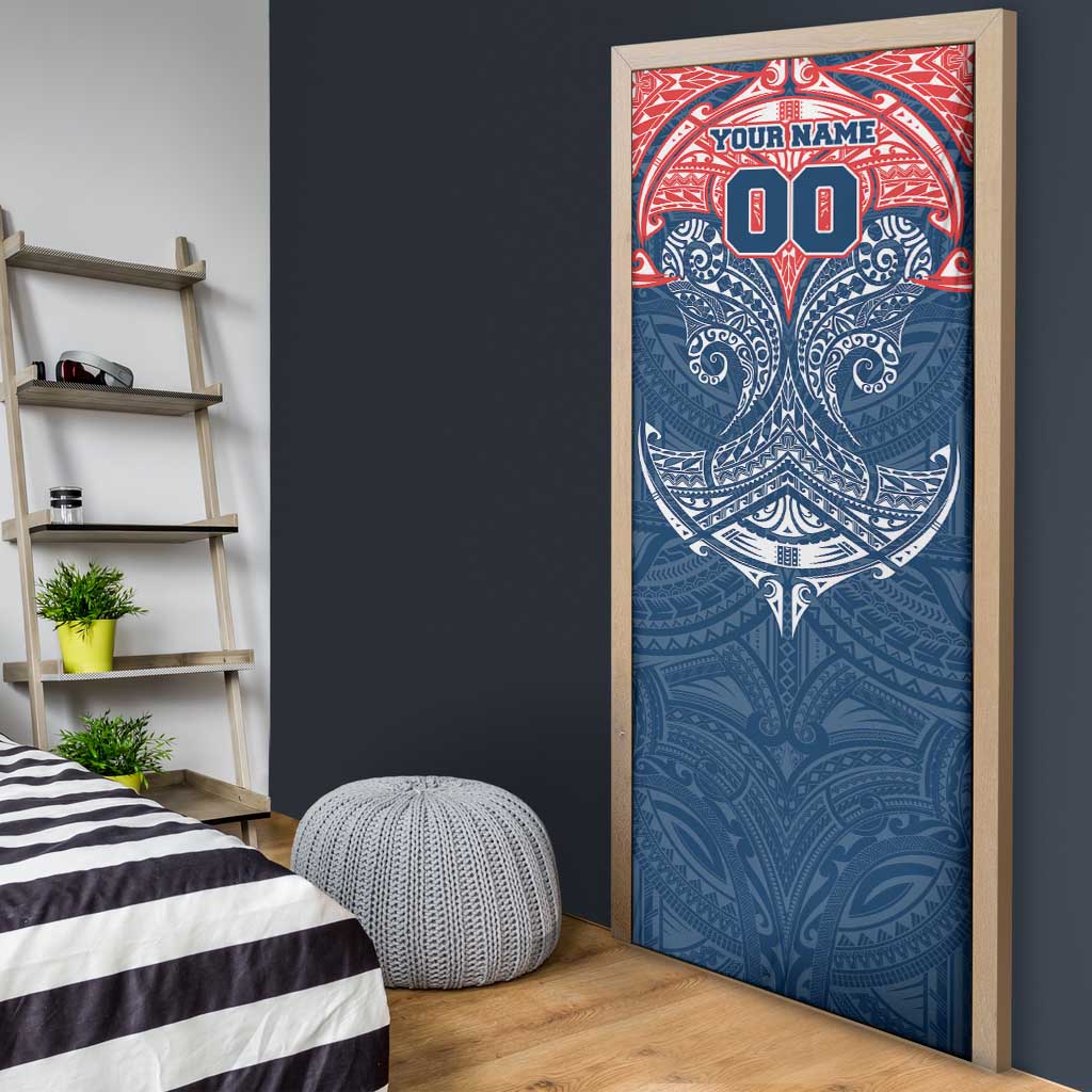 Personalized Sydney Roosters Door Cover Polynesian Tribal Pattern Style