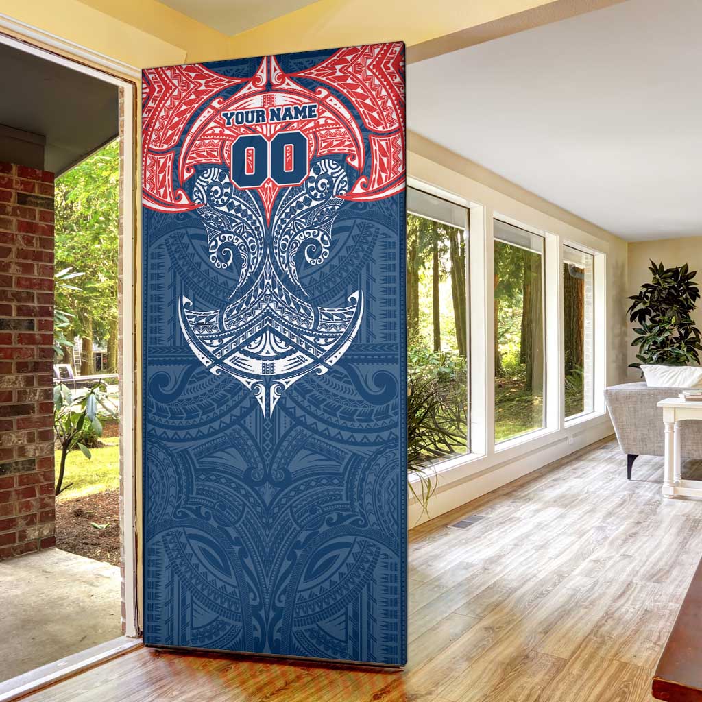 Personalized Sydney Roosters Door Cover Polynesian Tribal Pattern Style