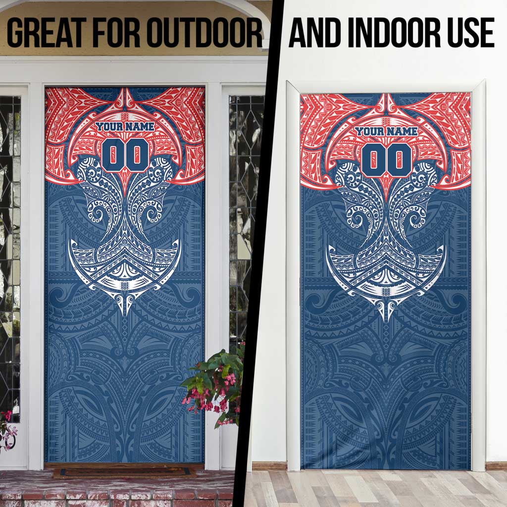 Personalized Sydney Roosters Door Cover Polynesian Tribal Pattern Style