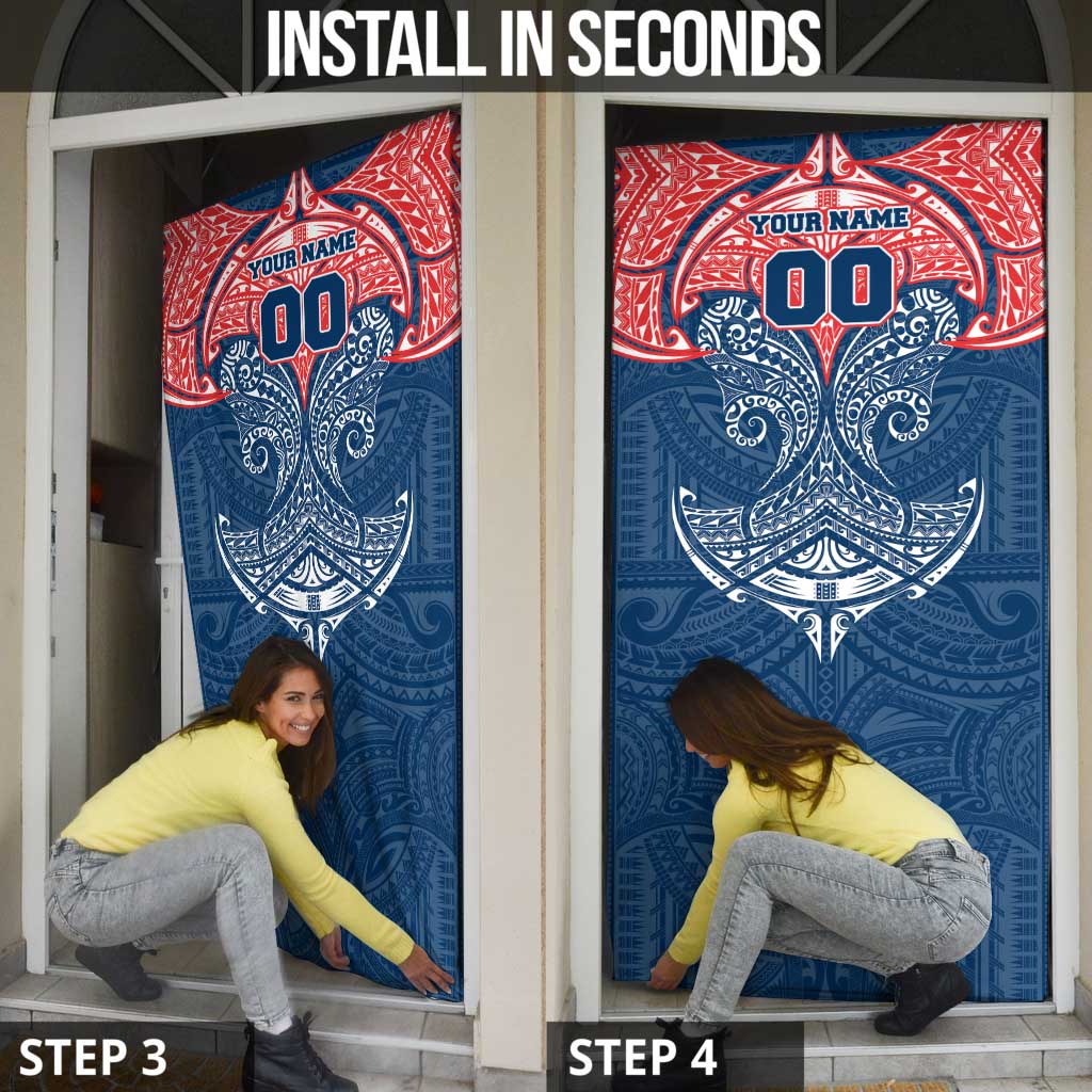 Personalized Sydney Roosters Door Cover Polynesian Tribal Pattern Style