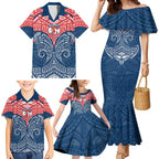 Personalized Sydney Roosters Family Matching Mermaid Dress and Hawaiian Shirt Polynesian Tribal Pattern Style