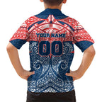 Personalized Sydney Roosters Family Matching Off Shoulder Maxi Dress and Hawaiian Shirt Polynesian Tribal Pattern Style
