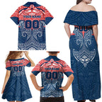 Personalized Sydney Roosters Family Matching Off Shoulder Maxi Dress and Hawaiian Shirt Polynesian Tribal Pattern Style