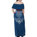 Personalized Sydney Roosters Family Matching Off Shoulder Maxi Dress and Hawaiian Shirt Polynesian Tribal Pattern Style