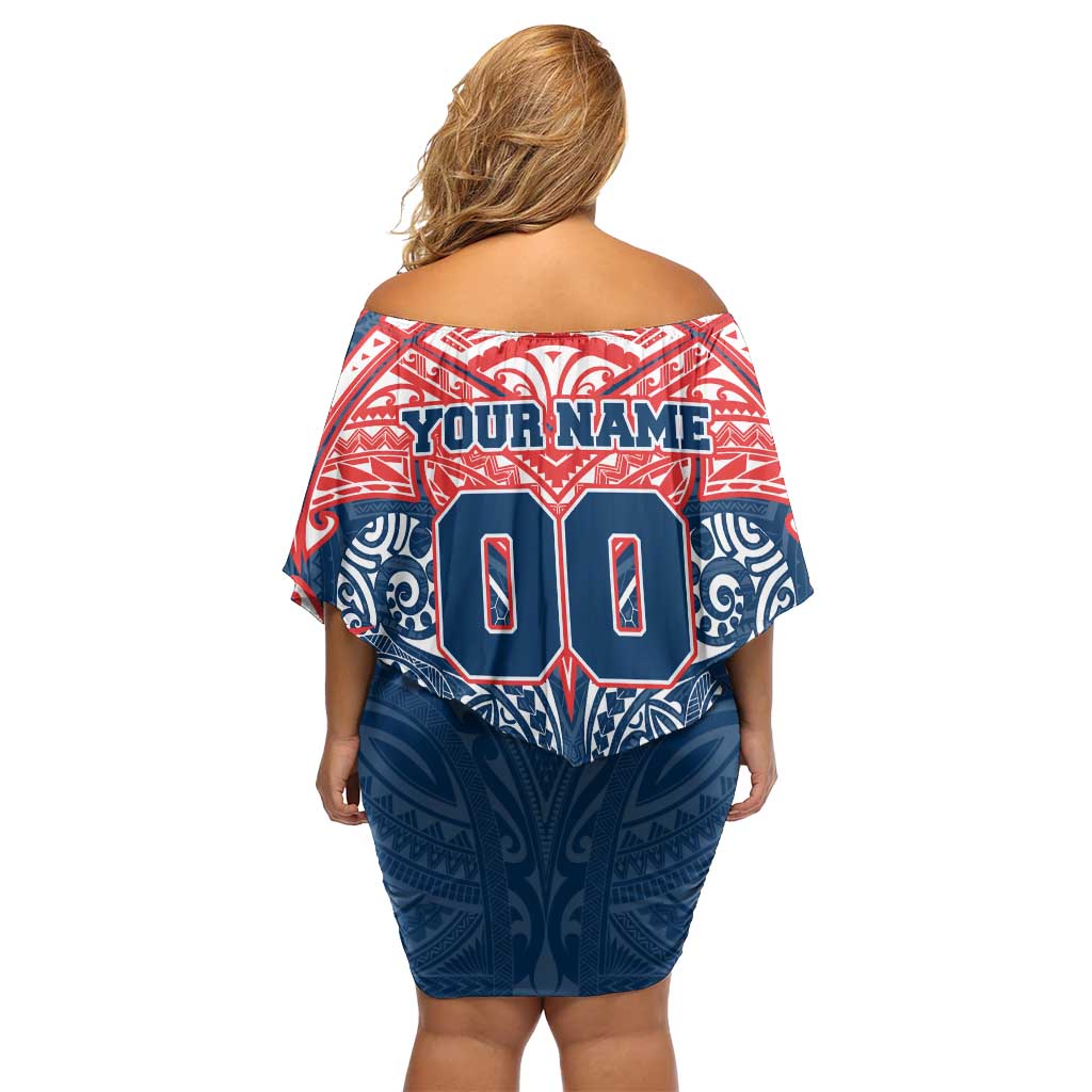 Personalized Sydney Roosters Family Matching Off Shoulder Short Dress and Hawaiian Shirt Polynesian Tribal Pattern Style
