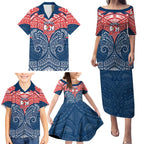 Personalized Sydney Roosters Family Matching Puletasi and Hawaiian Shirt Polynesian Tribal Pattern Style