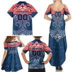 Personalized Sydney Roosters Family Matching Summer Maxi Dress and Hawaiian Shirt Polynesian Tribal Pattern Style