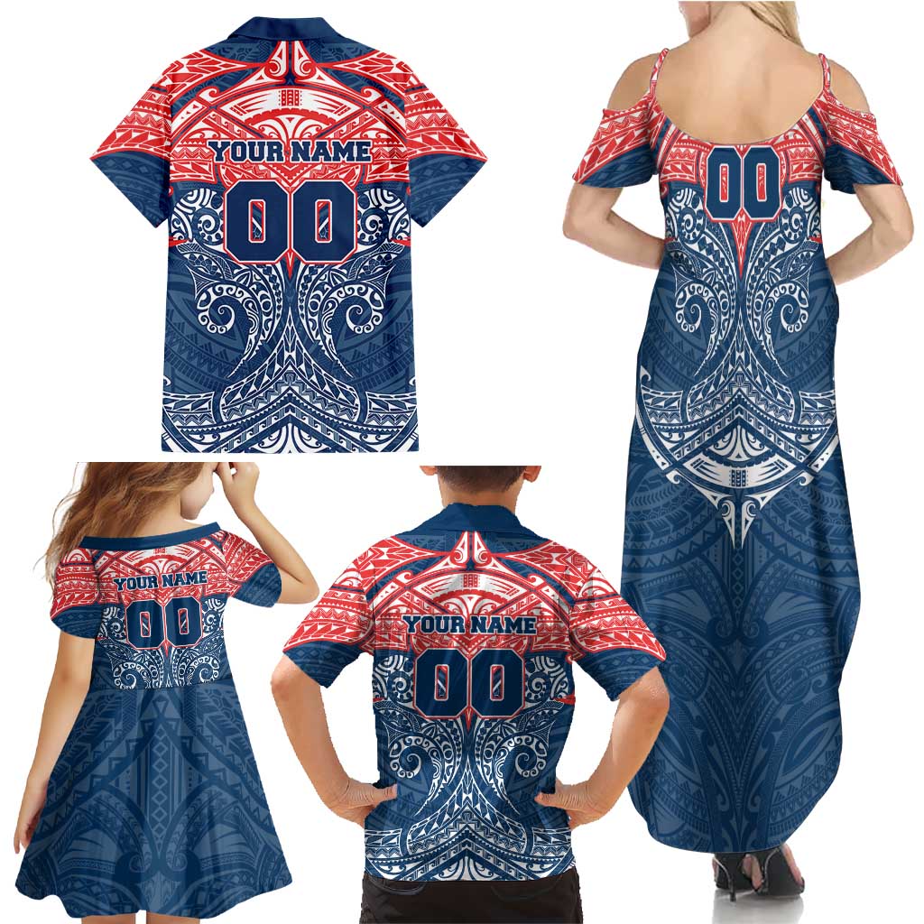 Personalized Sydney Roosters Family Matching Summer Maxi Dress and Hawaiian Shirt Polynesian Tribal Pattern Style
