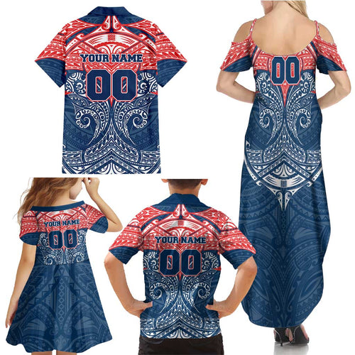 Personalized Sydney Roosters Family Matching Summer Maxi Dress and Hawaiian Shirt Polynesian Tribal Pattern Style