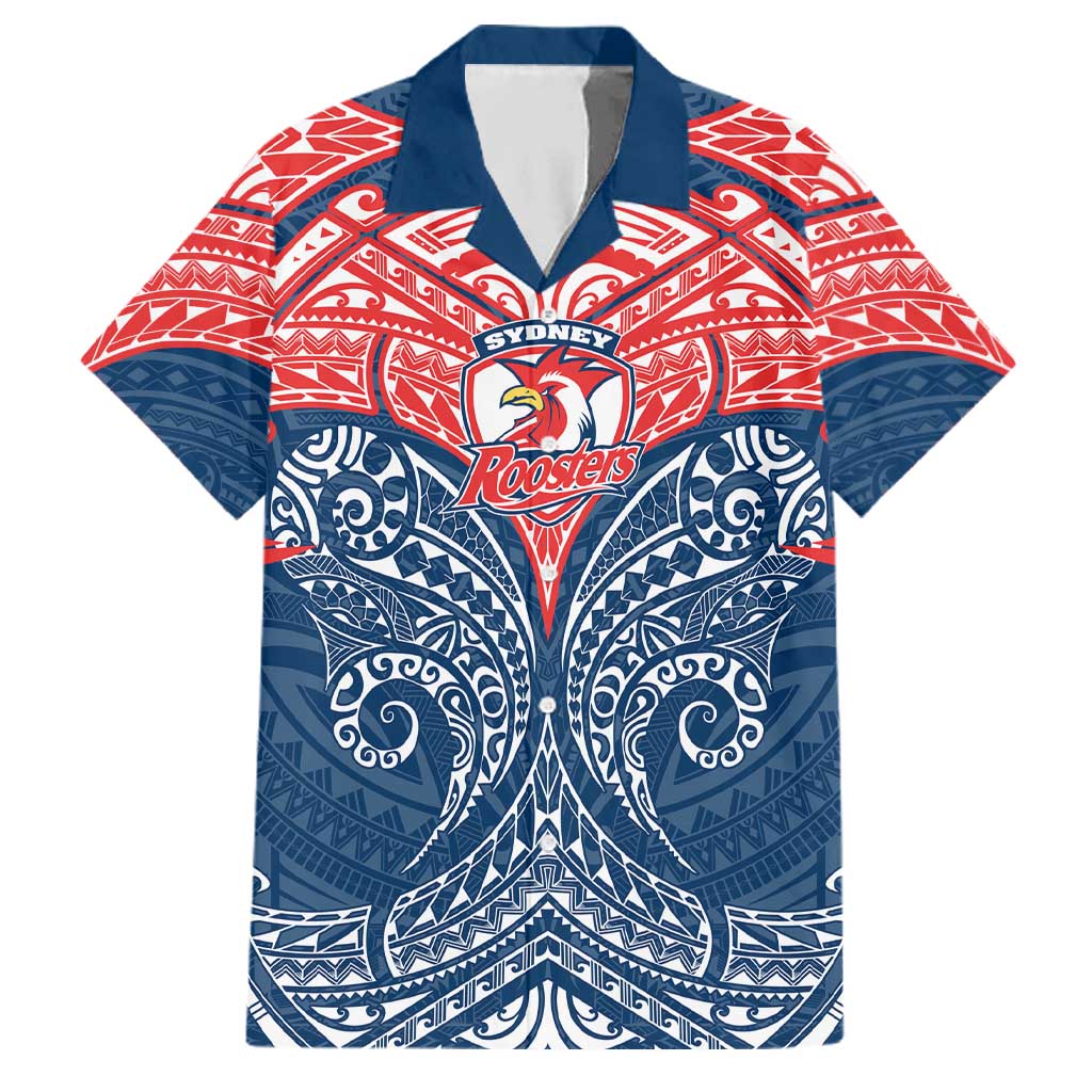 Personalized Sydney Roosters Family Matching Summer Maxi Dress and Hawaiian Shirt Polynesian Tribal Pattern Style
