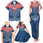 Personalized Sydney Roosters Family Matching Tank Maxi Dress and Hawaiian Shirt Polynesian Tribal Pattern Style