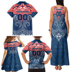 Personalized Sydney Roosters Family Matching Tank Maxi Dress and Hawaiian Shirt Polynesian Tribal Pattern Style