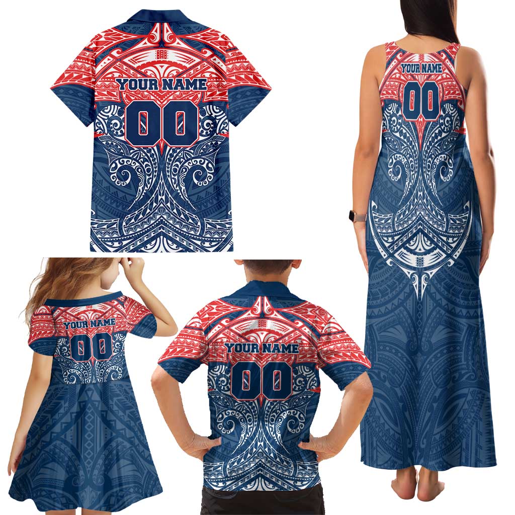 Personalized Sydney Roosters Family Matching Tank Maxi Dress and Hawaiian Shirt Polynesian Tribal Pattern Style