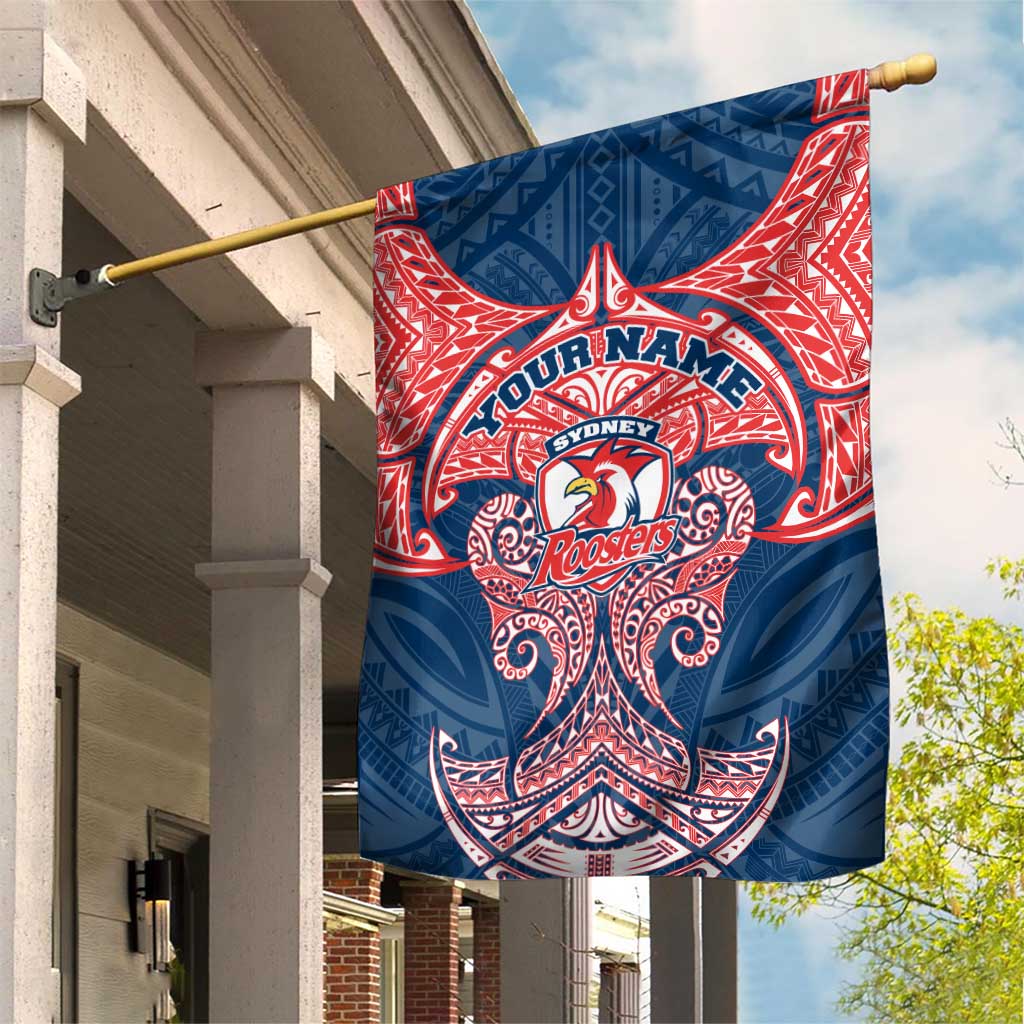 Personalized Sydney Roosters Garden Flag Polynesian Tribal Pattern Style