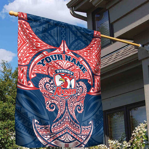Personalized Sydney Roosters Garden Flag Polynesian Tribal Pattern Style