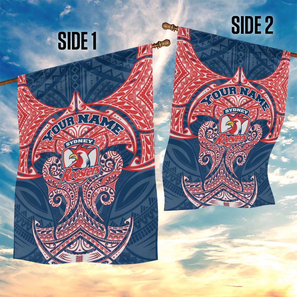 Personalized Sydney Roosters Garden Flag Polynesian Tribal Pattern Style
