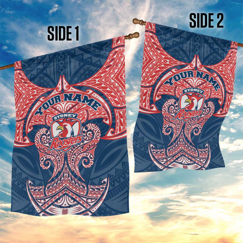 Personalized Sydney Roosters Garden Flag Polynesian Tribal Pattern Style