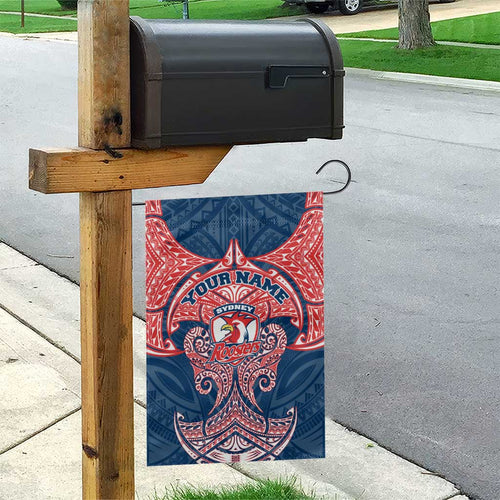 Personalized Sydney Roosters Garden Flag Polynesian Tribal Pattern Style