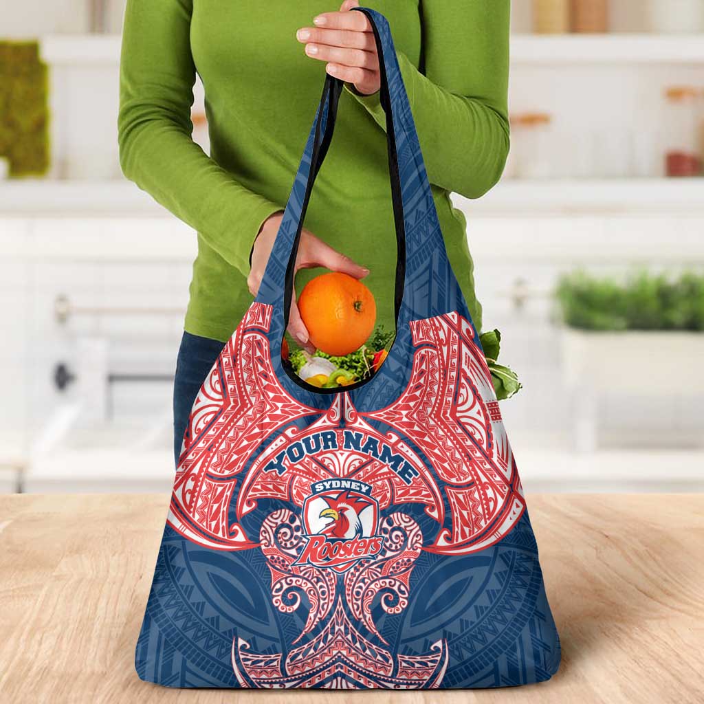Personalized Sydney Roosters Grocery Bag Polynesian Tribal Pattern Style