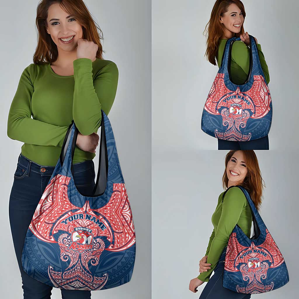 Personalized Sydney Roosters Grocery Bag Polynesian Tribal Pattern Style
