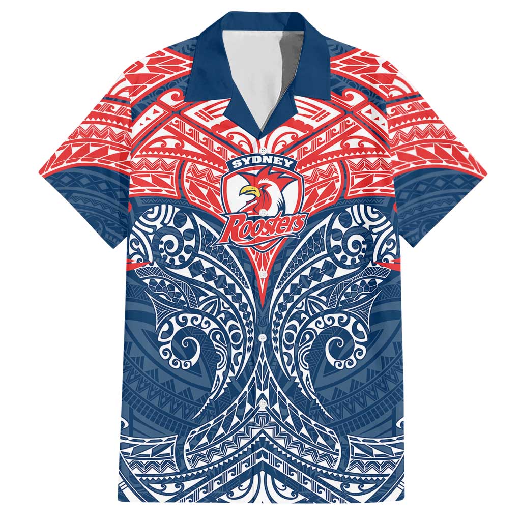 Personalized Sydney Roosters Hawaiian Shirt Polynesian Tribal Pattern Style
