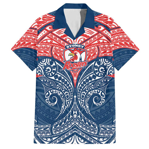 Personalized Sydney Roosters Hawaiian Shirt Polynesian Tribal Pattern Style