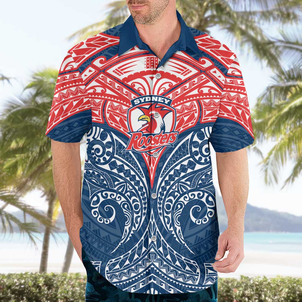 Personalized Sydney Roosters Hawaiian Shirt Polynesian Tribal Pattern Style