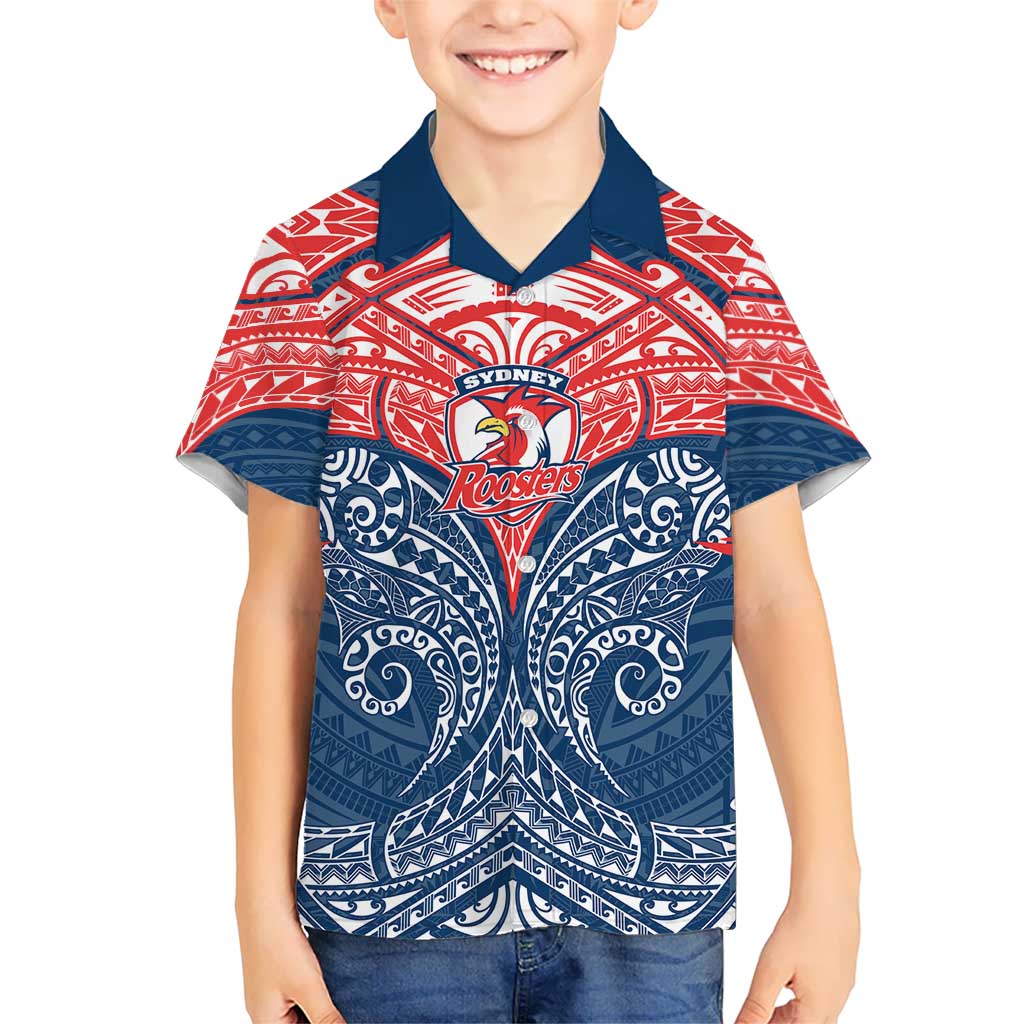 Personalized Sydney Roosters Hawaiian Shirt Polynesian Tribal Pattern Style